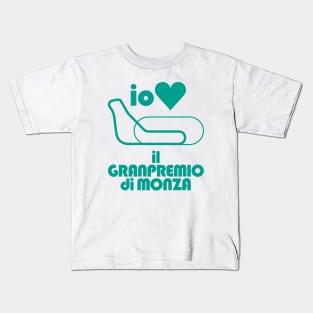 I love Monza  ! 1970's Italian Grand Prix (green print) Kids T-Shirt